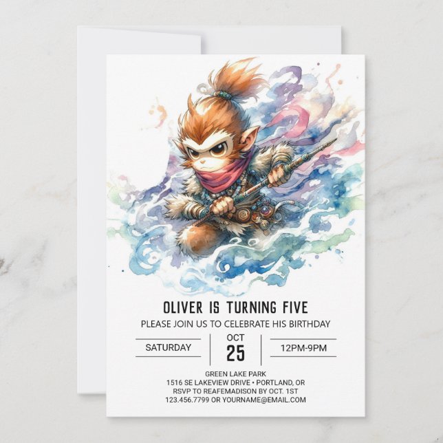 Invitation Enfants Chic Singe Anniversaire (Devant)