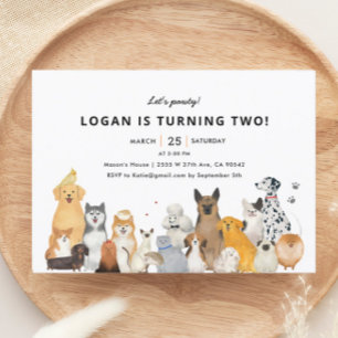Invitation Enfants Chien Chiot Pawty Anniversaire Fête