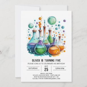 Invitation Enfants Chimie Scientifique Expérience Birthday