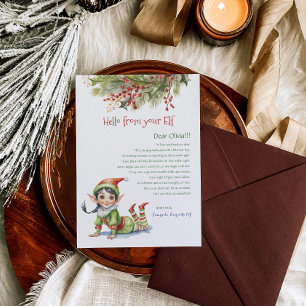 Invitation Enfants Christmas Elf Girl Hello Lettre Bonjour In