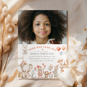 Invitation Enfants Cirque Thématique Photo Anniversaire Fête 