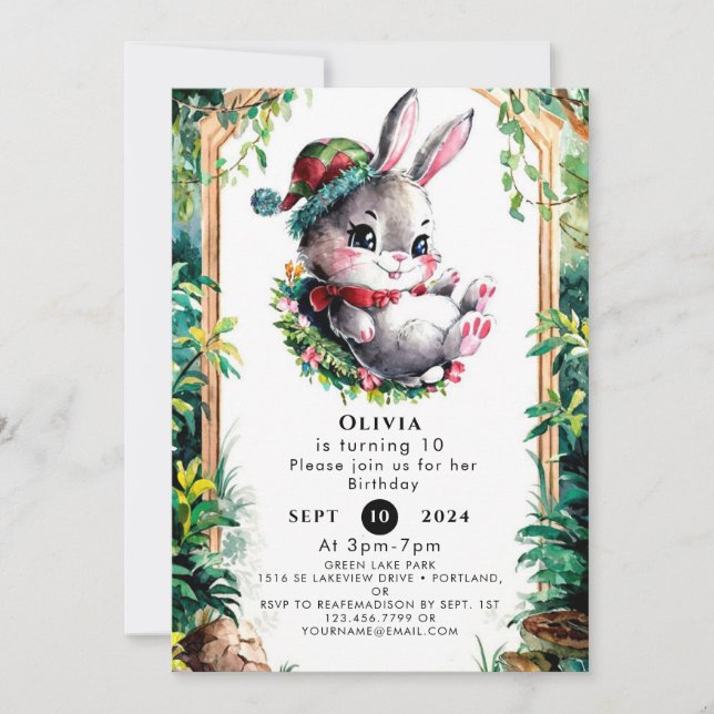 Invitation Enfants colorés Bunny Anniversaire (Devant)