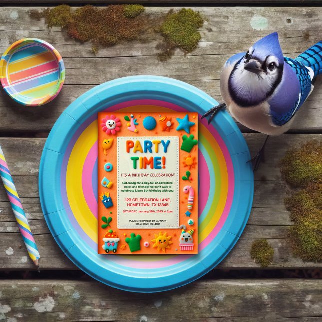 Invitation Enfants colorés sentent Anniversaire Fête Invitati (Créateur téléchargé)