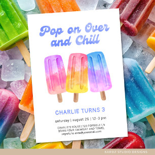 Invitation Enfants Colorful Popsicle Été 3e anniversaire