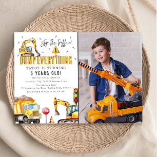 Invitation Enfants Construction aquarelle photo fête d'annive