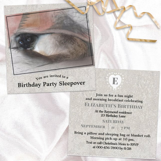 Invitation Enfant's Custom Birthday Siamese Kitten Sleepover (Créateur téléchargé)
