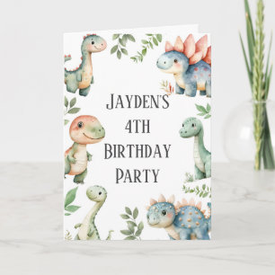 Invitation Enfants Cute Dinosaur Thème Anniversaire