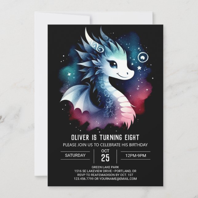 Invitation Enfants d'anniversaire de dragon simple (Devant)