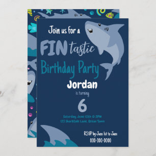 Invitation Enfants D'Anniversaire Du Requin En Mer