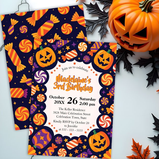 Invitation Enfants de citrouille d'Halloween d'anniversaire b (Créateur téléchargé)