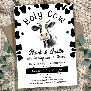 Invitation Enfants de la vache sainte double anniversaire