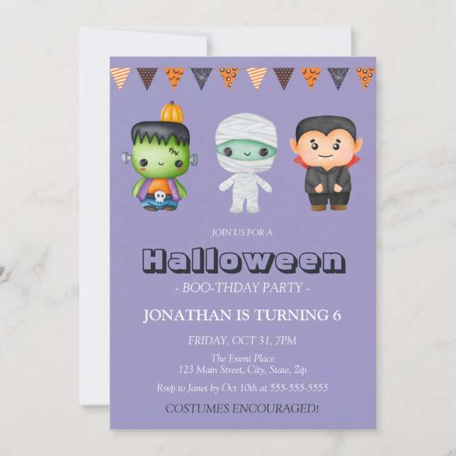 Invitation Enfants de Monster Vampire maman Halloween Anniver (Devant)