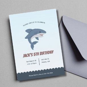 Invitation Enfants de requin garçon Anniversaire Fête Invitat