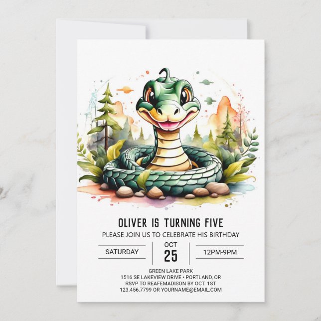 Invitation Enfants de serpent simple Anniversaire (Devant)