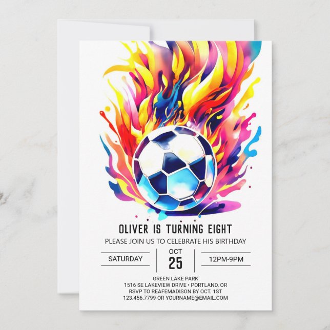 Invitation Enfants de soccer mignonne modifiable Anniversaire (Devant)