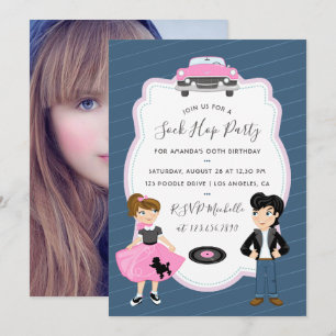 Invitation Enfants de Sock Hop Rock and Roll Fête Rétro photo