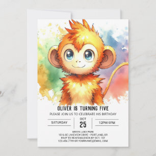 Invitation Enfants de Woodland Singe Anniversaire