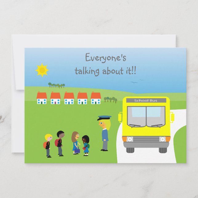 Invitation Enfants d'école et fête d'anniversaire mignons (Devant)