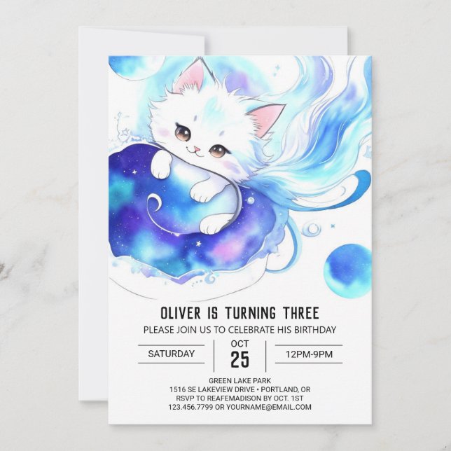 Invitation Enfants Digital Kitty Anniversaire (Devant)