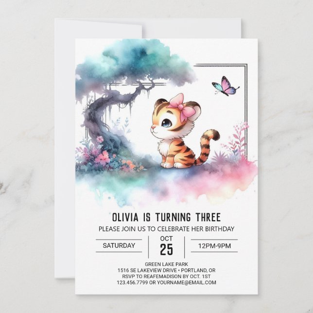 Invitation Enfants Digital Tiger Anniversaire (Devant)