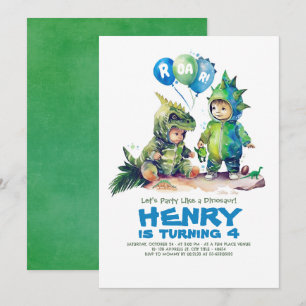 Invitation Enfants Dinosaur Costumes fête Anniversaire
