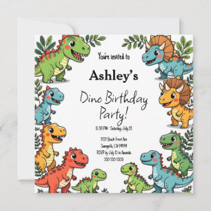 Invitation Enfants Dinosaur fête d'anniversaire