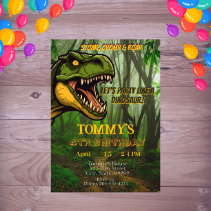 Invitation Enfants Dinosaure Personnalisé Anniversaire