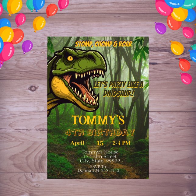 Invitation Enfants Dinosaure Personnalisé Anniversaire (Créateur téléchargé)