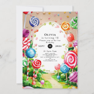 Invitation Enfants douces Candyland Anniversaire
