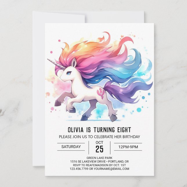 Invitation Enfants Élégants Cheval Anniversaire (Devant)
