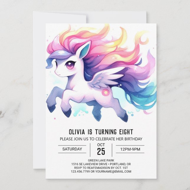 Invitation Enfants Élégants Cheval Anniversaire (Devant)