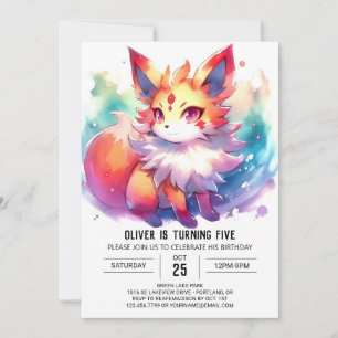 Invitation Enfants Élégants Renard Anniversaire