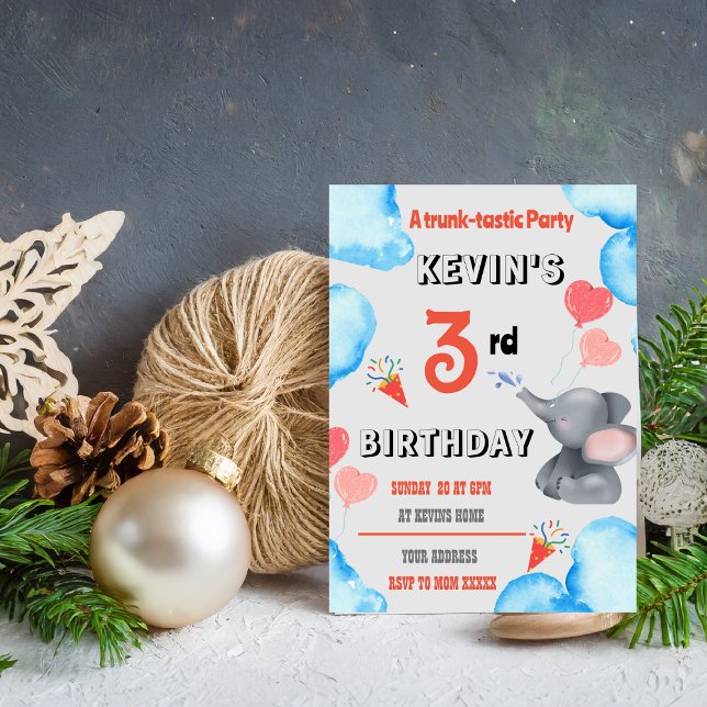 Invitation Enfants Elephant Thème fête d'anniversaire Invitat (Créateur téléchargé)