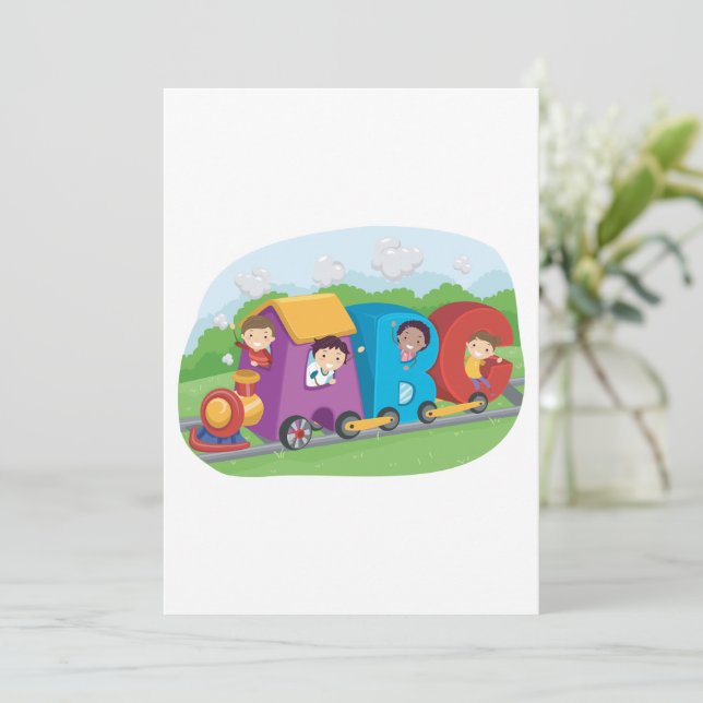 Invitation Enfants En Train Alphabet (Debout devant)