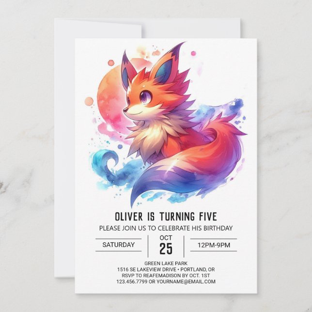 Invitation Enfants Enchanted Fox Anniversaire (Devant)