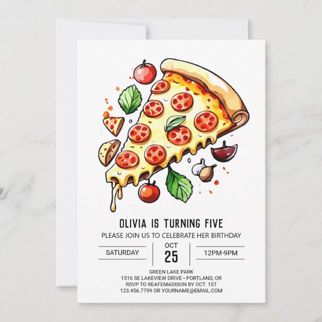 Invitation Enfants Enchanted Pizza Anniversaire (Devant)