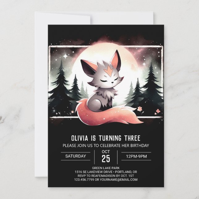 Invitation Enfants Enchanted Wolf Anniversaire (Devant)