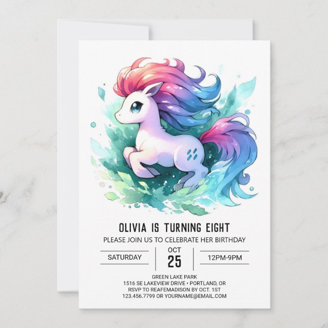 Invitation Enfants enchantés Cheval Anniversaire (Devant)