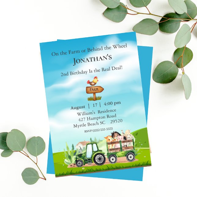 Invitation Enfants ferme tracteur Animaux fête d'anniversaire (Créateur téléchargé)