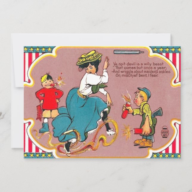 Invitation Enfants Feu d'artifice Femme (Devant)