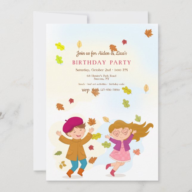 Invitation Enfants Feuille Jouer fête d'anniversaire (Devant)