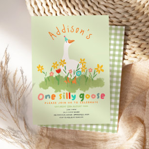 Invitation Enfants Floral Green One Silly Goose Premier anniv