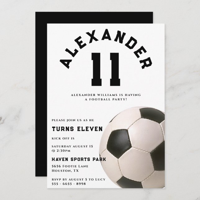 Invitation Enfants Football fête d'anniversaire (Devant / Derrière)