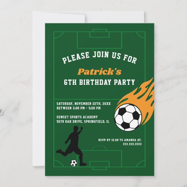 Invitation Enfants Football fête d'anniversaire (Devant)