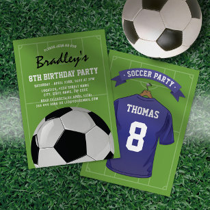 8 Invitations anniversaire thème ballon de football
