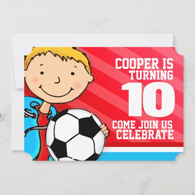 Invitation Enfants football football 10e anniversaire invitat (Devant)