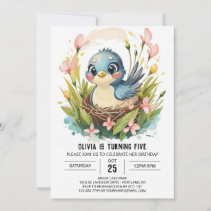Invitation Enfants Forêt Oiseau Anniversaire