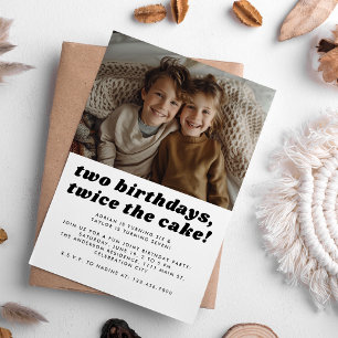 Invitation Enfants frères et soeurs fête d'anniversaire Photo