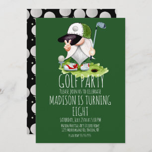 Invitation Enfants Golf Balls Gnome Anniversaire