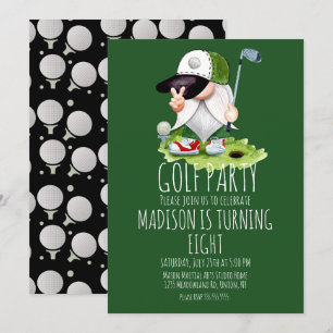 Invitation Enfants Golf Balls Gnome Anniversaire